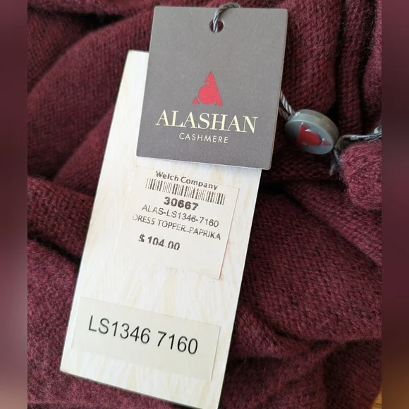 NWT Alashan Cashmere 100% Cashmere Dress Topper - Paprika (Burgundy) - Picture 3 of 9